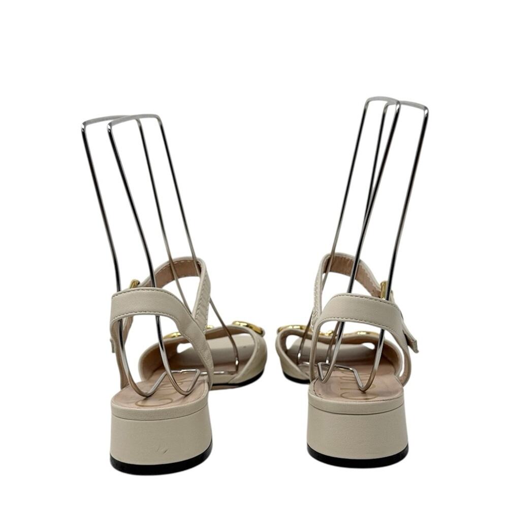 Gucci Baby Horsebit Leather Low Block Heel Sandals Mystic White Ivory Size 37.5 - Picture 5 of 9